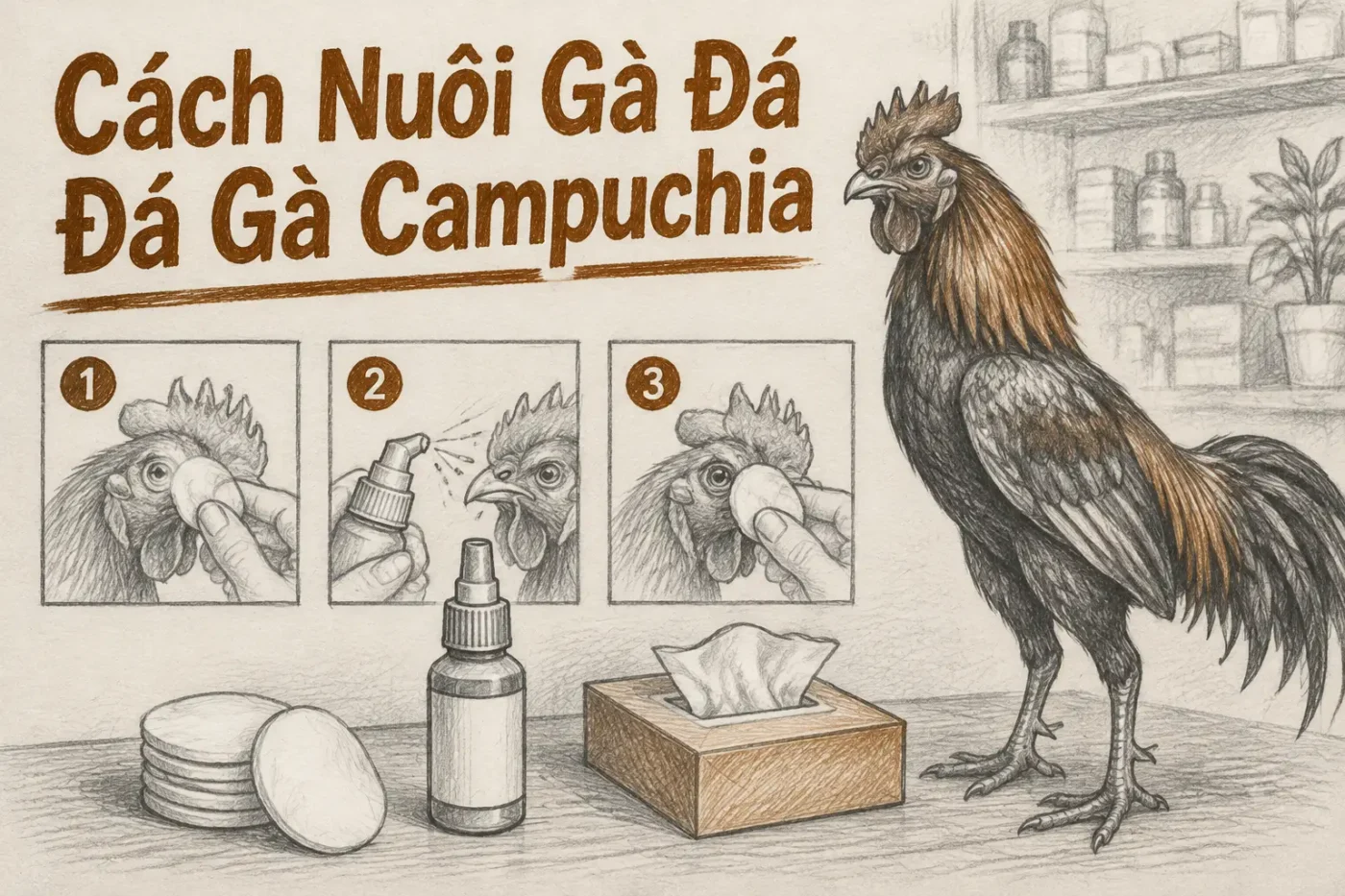 Cách nuôi gà đá đá gà campuchia khỏe mạnh bằng dinh dưỡng