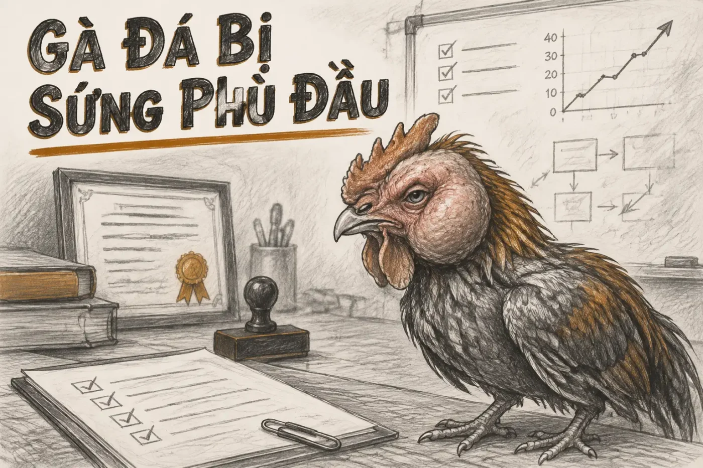 Gà đá bị sưng phù đầu – Nguyên nhân và cách chữa