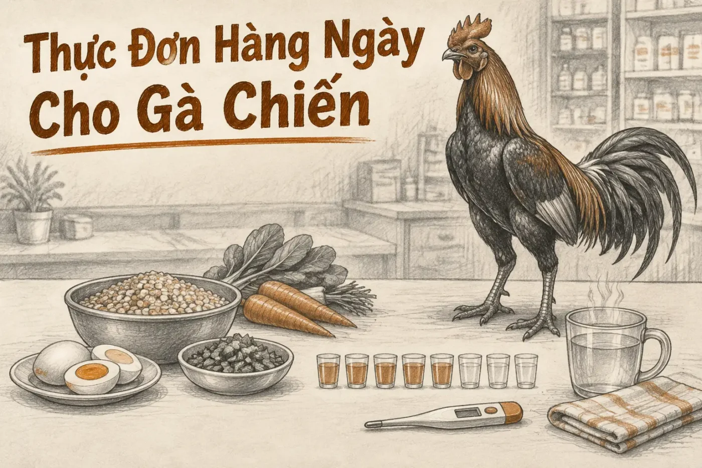 Thực đơn hàng ngày cho gà chiến – Sức bền mỗi ngày cho chiến kê 2025